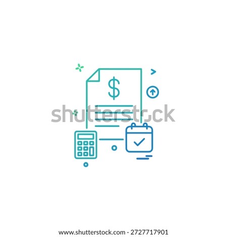 Tax accounting icon with document, dollar sign and calculator for financial auditing.