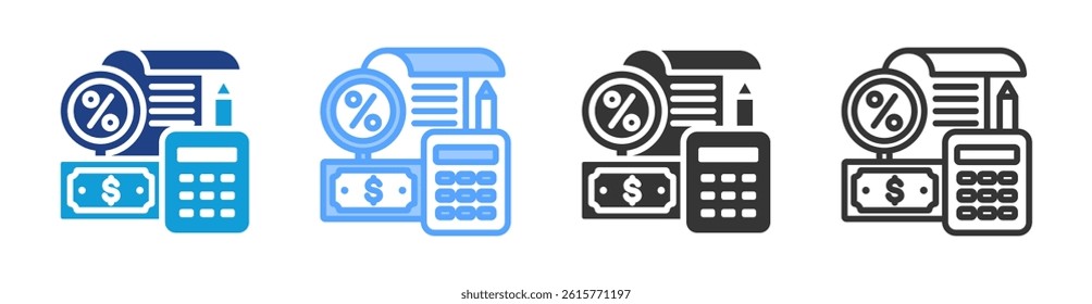 Tax Accounting icon set multiple style collection