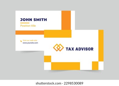 Tax Advisor business card template. A clean, modern, and high-quality design business card vector design. Editable and customize template business card