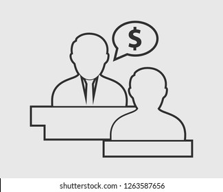 Tax advisor line icon on gray background. 