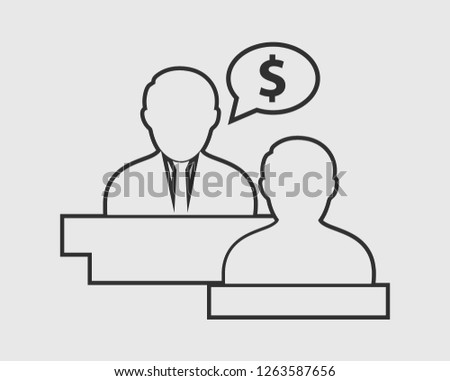 Tax advisor line icon on gray background. 