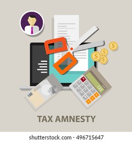 Tax amnesty, scissor illustration, government forgive taxation