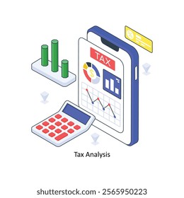 Tax Analysis isometric Colored illustration. EPS File stock illustration