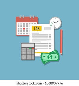 tax application form with calculator and scheduler, tax time concept