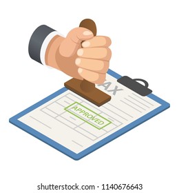 Tax approved icon. Isometric of tax approved vector icon for web design isolated on white background