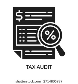 Ilustração de vetor de glifos de ícones de Auditoria de Impostos