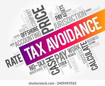 Tax Avoidance is the use of legal methods of reducing taxable income or tax owed, word cloud concept background