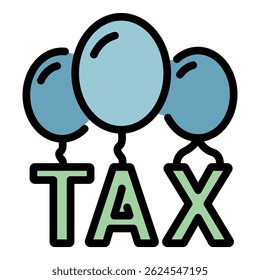 Tax balloon form icon. Outline tax balloon form vector icon color flat isolated