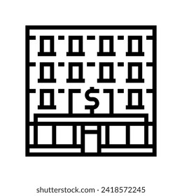 tax bank building line icon vector. tax bank building sign. isolated contour symbol black illustration