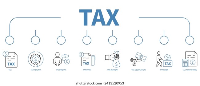 concepto de ilustración vectorial de icono web de banners de impuestos