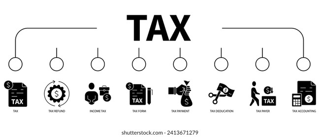 tax banner web icon vector illustration concept