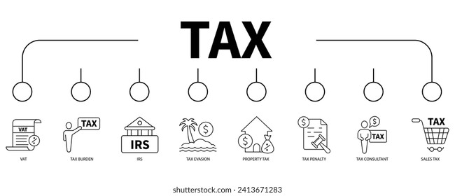 tax banner web icon vector illustration concept