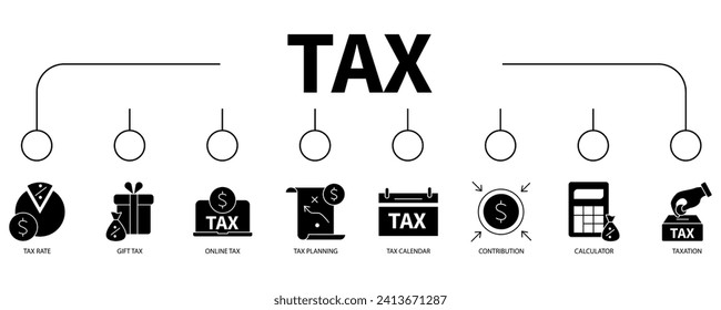 concepto de ilustración vectorial de icono web de banners de impuestos