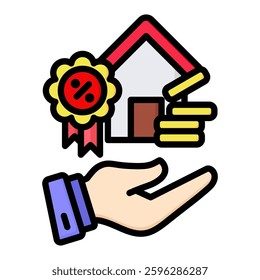 Tax Benefits Icon in Flat Color Style With Outline. Simple Vector Design. Simple Vector Flat Icon
