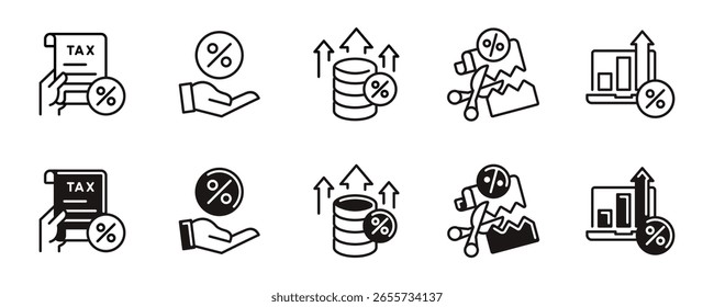 tax bill icon line set financial accounting government taxes payment document income report business taxation signs vector illustratin