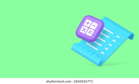 Tax bill invoice accounting budget balance calculating bookkeeping copy space banner. Business commercial payment financial document list refund income expenses earnings checking