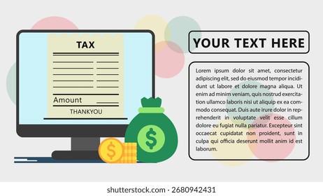 Tax Bill, Tax Payment Flat Einfache Infografik-Design-Vorlage. Präsentationsdiagramm. Vektorgrafik für Unternehmen, Finanzen, Management.