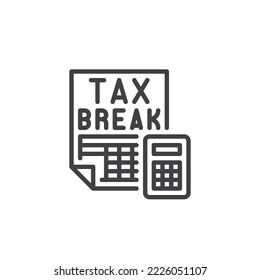 Tax break line icon. linear style sign for mobile concept and web design. Tax deduction outline vector icon. Symbol, logo illustration. Vector graphics