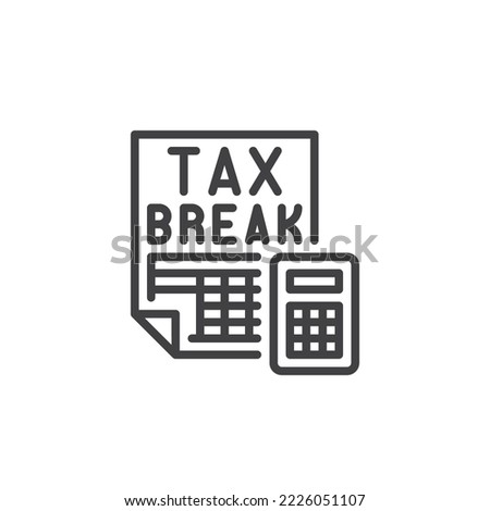 Tax break line icon. linear style sign for mobile concept and web design. Tax deduction outline vector icon. Symbol, logo illustration. Vector graphics