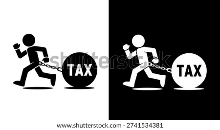 Tax Burden Concept Person Chained to Heavy Ball Running