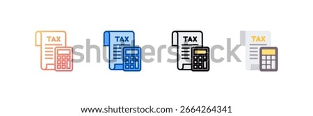 Tax Calculate icon set multiple style collection