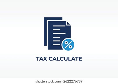 TAX CALCULATE vector, icon or logo sign isolated symbol illustration