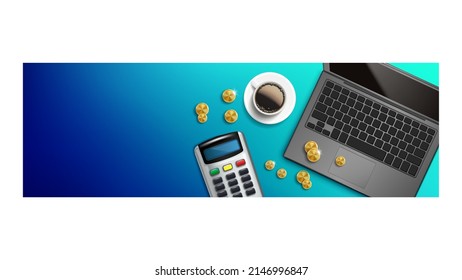 Tax Calculation Accountant At Workspace Vector. Tax Calculation Financial Occupation For Calculating Money On Calculator And Laptop Digital Device. Template Landing Page Realistic 3d Illustration