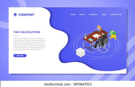 Steuerberechnungskonzept für Website-Vorlage oder Landing-Homepage-Design mit isometrischem Stil