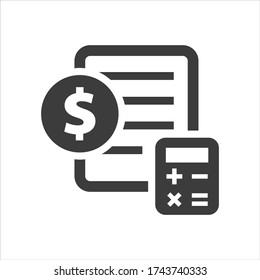 Icono de cálculo de impuestos sobre fondo blanco