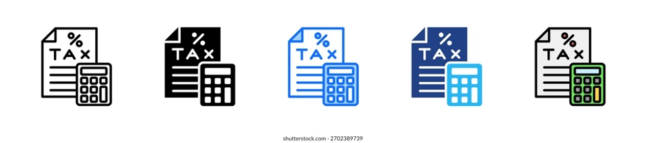 Tax Calculation Icon Set Multiple Style Collection