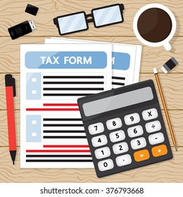 Tax calculation on wood table