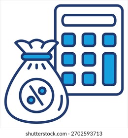 Calculadora de impuestos Ilustración vectorial de icono azul