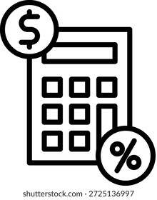 Ícone da Calculadora de Imposto - Ilustração do Vetor de Linha