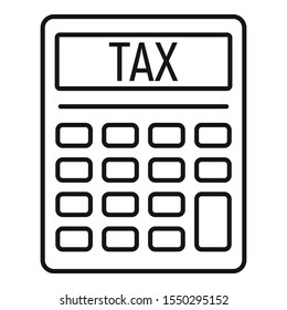 Tax calculator icon. Outline tax calculator vector icon for web design isolated on white background
