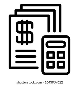 Tax calculator icon. Outline tax calculator vector icon for web design isolated on white background