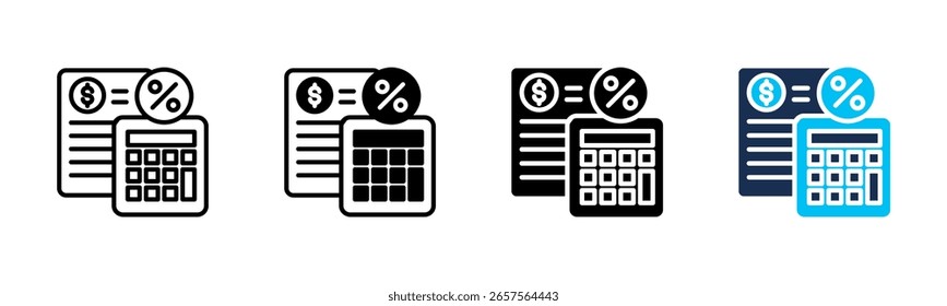 Tax Calculator icon sheet multiple style collection