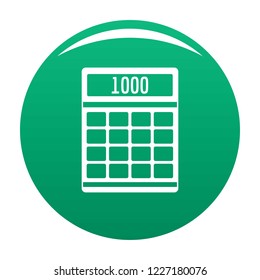 Tax calculator icon. Simple illustration of tax calculator vector icon for any design green