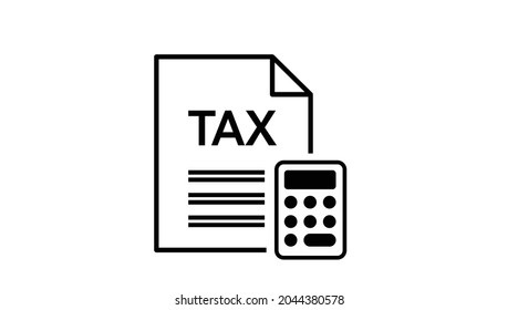 Tax Calculator icon. Vector isolated editable black and white illustration