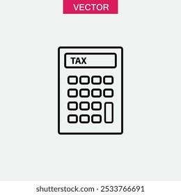 Tax calculator outline icon.vector flat black simple trendy style illustration for web and app..eps