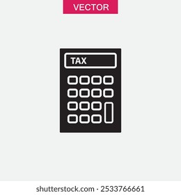 Calculadora de impuestos Vector plano negro simple ilustración para Web y App..eps