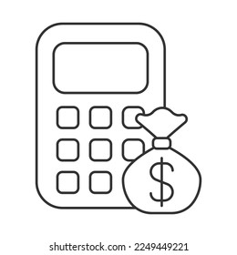 Tax calculator vector icon. Line sign for mobile concept and web design. Symbol, logo illustration. Vector graphics