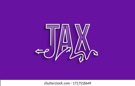 Tax Calligraphic line art Text banner poster vector illustration Design.