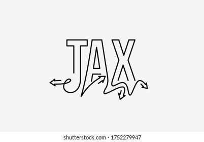 Tax Calligraphic line art Text banner poster vector illustration Design.