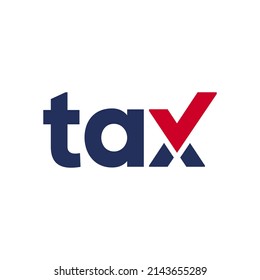 TAX check mark logo isolated on white background