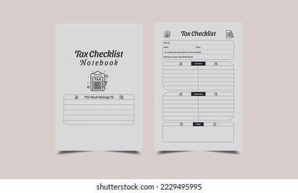 Tax Checklist log book KDP Interior