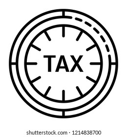 Tax clock icon. Outline tax clock vector icon for web design isolated on white background
