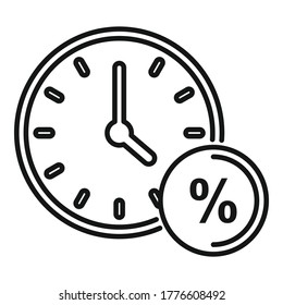 Tax clock icon. Outline tax clock vector icon for web design isolated on white background