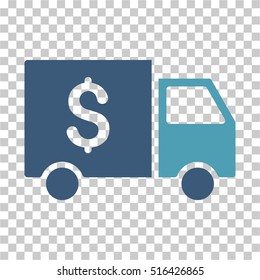 Tax Collector Car EPS vector icon. Illustration style is flat iconic bicolor cyan and blue symbol on chess transparent background.