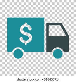 Tax Collector Car EPS vector pictograph. Illustration style is flat iconic bicolor soft blue symbol on chess transparent background.