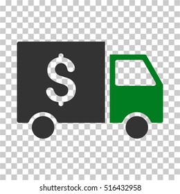 Tax Collector Car EPS vector icon. Illustration style is flat iconic bicolor green and gray symbol on chess transparent background.